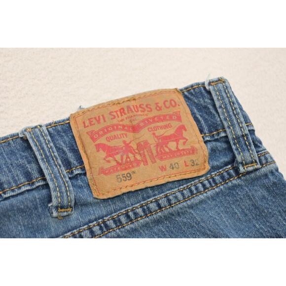 Levi's 559 Relaxed Straight Fit Stretch Rugged Blue Denim Jeans Mens Sz 40 x 32 - Picture 1 of 8